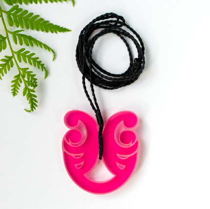 Resin Pendant Necklace - Pink